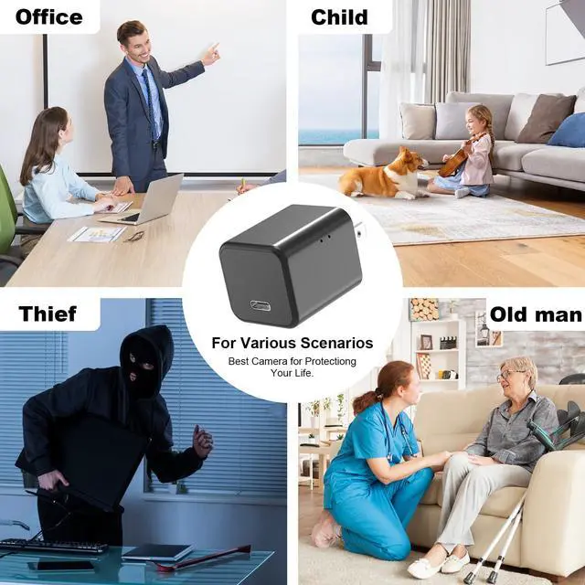 Alt view image 6 of 6 - 1080P Camera Charger with 2.4Ghz/5Ghz WiFi - Wireless Mini Camera for Pets Nanny - Real Time Monitoring - Small Nanny Cam for Indoor Home Security