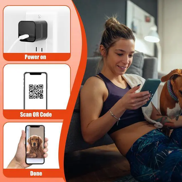 Alt view image 2 of 6 - USB Charger Camera - WiFi Small Camera - Full HD 1080P Mini Wireless Nanny Cam Motion Detection with App Live Feed