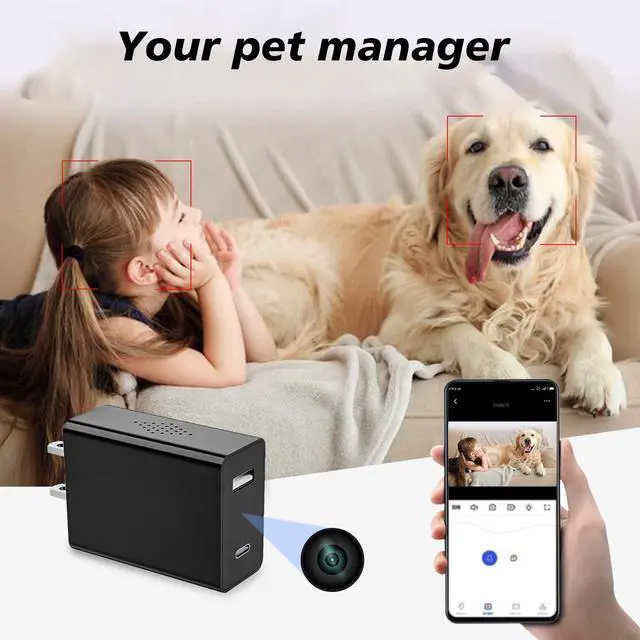 Alt view image 6 of 7 - Wireless Smart Charger Camera - Mini HD 1080P WiFi Camera with Night Vision - Dual Port Design (USB + Type-C) - Hidden Micro Nanny Cam for Home Indoor Security