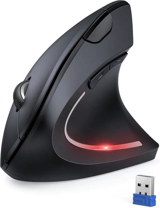 Main image of 2.4G Ergonomic Mouse Vertical Wireless - 4800 DPI Optical Carpal Tunnel Mouse Right Hand, 5 Adjustable DPI, Quiet Clicks, 6 Buttons for Laptop, Desktop, PC, Computer - Black