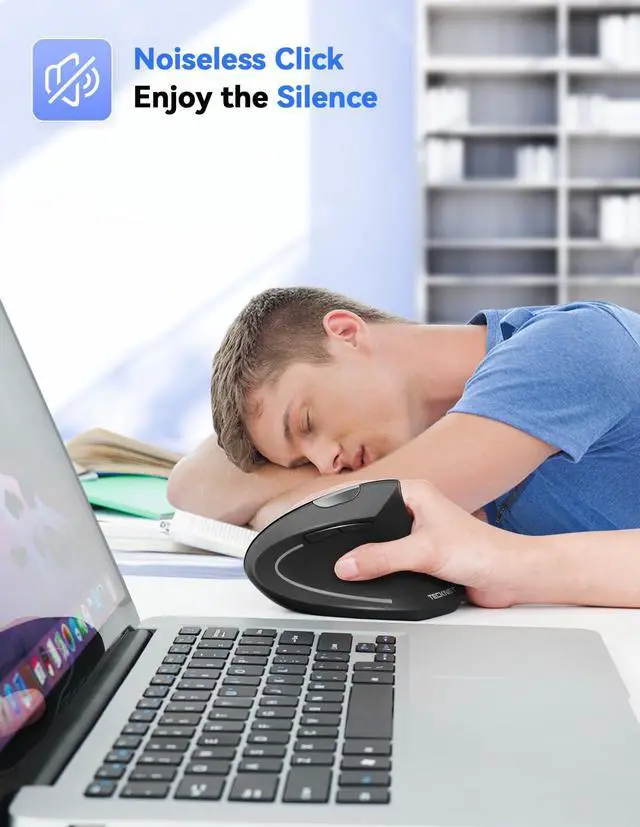 Alt view image 4 of 7 - 2.4G Ergonomic Mouse Vertical Wireless - 4800 DPI Optical Carpal Tunnel Mouse Right Hand, 5 Adjustable DPI, Quiet Clicks, 6 Buttons for Laptop, Desktop, PC, Computer - Black