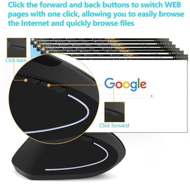 Alt view image 5 of 7 - Ergonomic Vertical USB Wired Mouse, Left Handed Optical Mouse, 3 Adjustable DPI 800/1200/1600, 6 Programmable Buttons, Universal Gaming Mouse for Laptop, Desktop, Notebook, PC, Computer (Black)