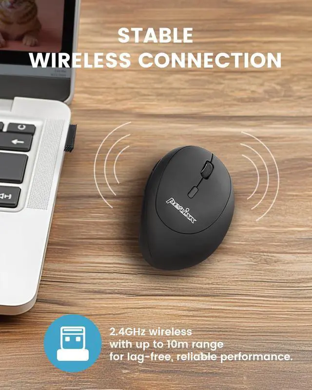 Alt view image 3 of 7 - 719RX Wireless 2.4G Rechargeable Ergonomic Mouse - Duo Wired and Cordless Charging Feature - Wireless Charger Included - Black