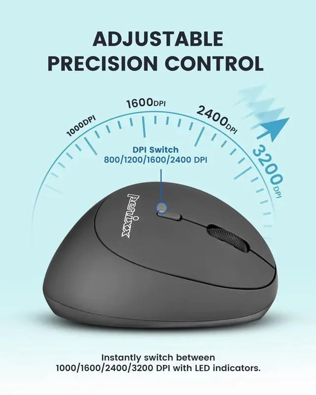 Alt view image 7 of 7 - 719RX Wireless 2.4G Rechargeable Ergonomic Mouse - Duo Wired and Cordless Charging Feature - Wireless Charger Included - Black