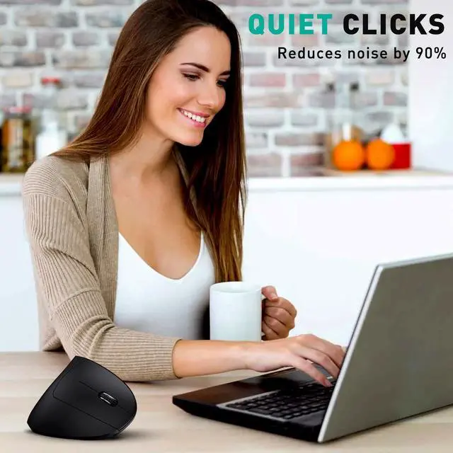 Alt view image 4 of 7 - Bluetooth and 2.4G (2-in-1) Rechargeable Wireless Mouse, Ergonomic Vertical Design, 1000/1200/1600 DPI, 6 Silent Buttons, for Laptop, Computer, PC, MacBook, Chromebook-Black