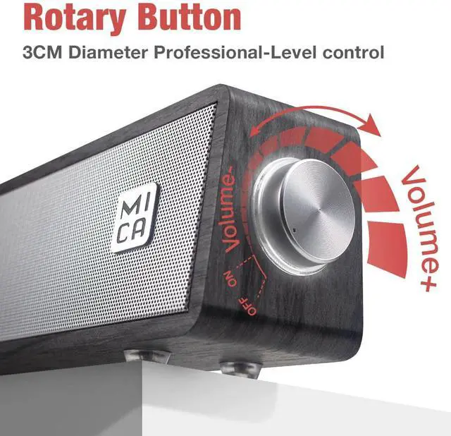 Alt view image 5 of 6 - Computer Speakers, Wired Computer Sound Bar, Wooden Mini Soundbar, USB Powered PC Speakers for Desktop Monitor, Laptop, Tablet, 3.5mm Aux Connection, Angled (Gray)