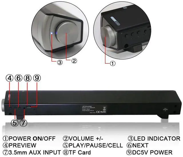 Alt view image 3 of 7 - Computer Speakers for Desktop, Wired and Wireless Computer Sound Bar, Stereo USB Powered Mini Soundbar Speakers for PC Tablets Laptop Desktop Projector Cellphone