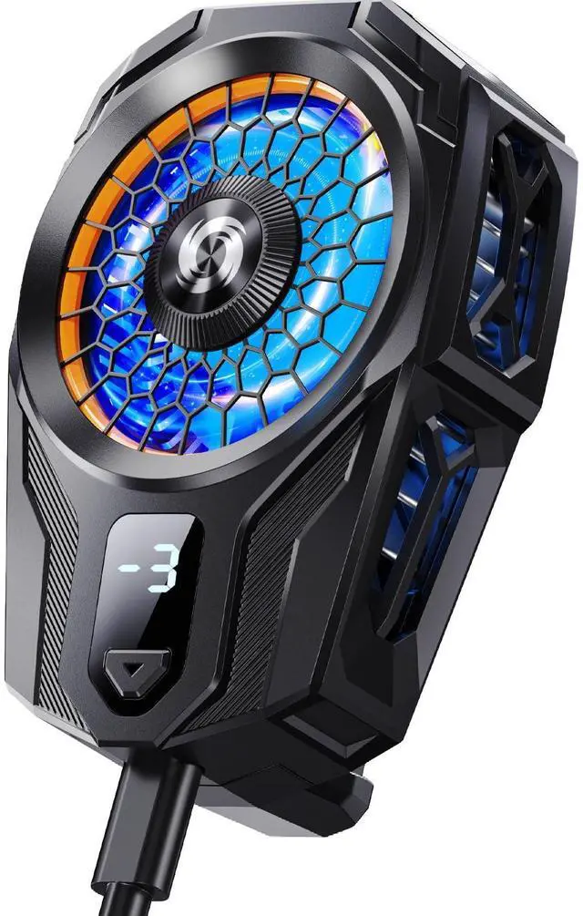 Main image of Cell Phone Cooler for Gaming - Clip On Mobile Phone Cooling Fan with Dual Mode/Temperature Display/LED Light/Ultra Quiet, Supports Devices for 67-88mm Width iOS/Android, Cellphone Gaming