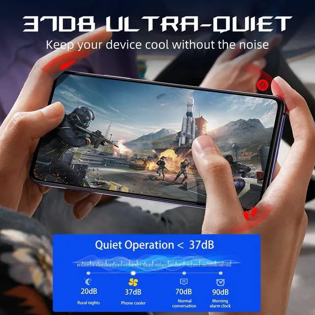 Alt view image 5 of 7 - Cell Phone Cooler for Gaming - Clip On Mobile Phone Cooling Fan with Dual Mode/Temperature Display/LED Light/Ultra Quiet, Supports Devices for 67-88mm Width iOS/Android, Cellphone Gaming