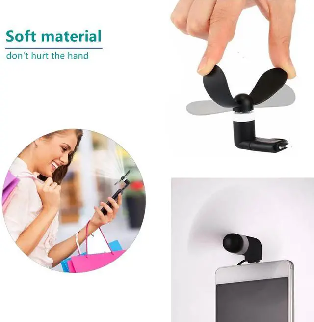 Alt view image 5 of 6 - Cell Phone Fan for iPhone and Micro USB Cell Phone, Compatible for iPhone 4/5/6/6S/7/8 Plus, X, XS Max, XR, 11/12/13/14 Mini Plus Pro Max SE 2/3, Not for iPhone 15/16 and Latest Series (Black x6)