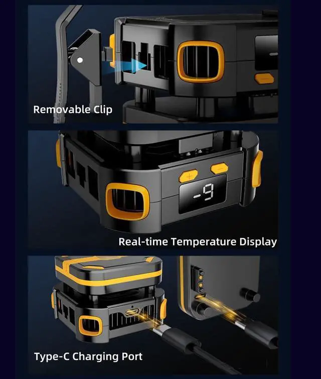 Alt view image 4 of 7 - Magnetic Semiconductor Phone Cooler Fan with Temperature Display and Rechargeable Battery Mobile Phone Radiator for Gaming, Live Streaming, and Video Calls Compatible with iPhone & Android