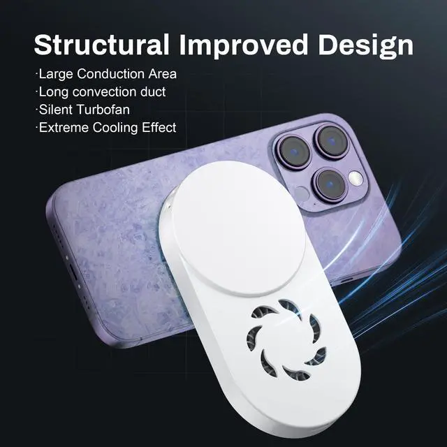 Alt view image 4 of 7 - Phone Cooler for Gaming, Magnetic Semiconductor iPhone Cooler Cooling Fan, Keep Phone Cool Fan for Phone
