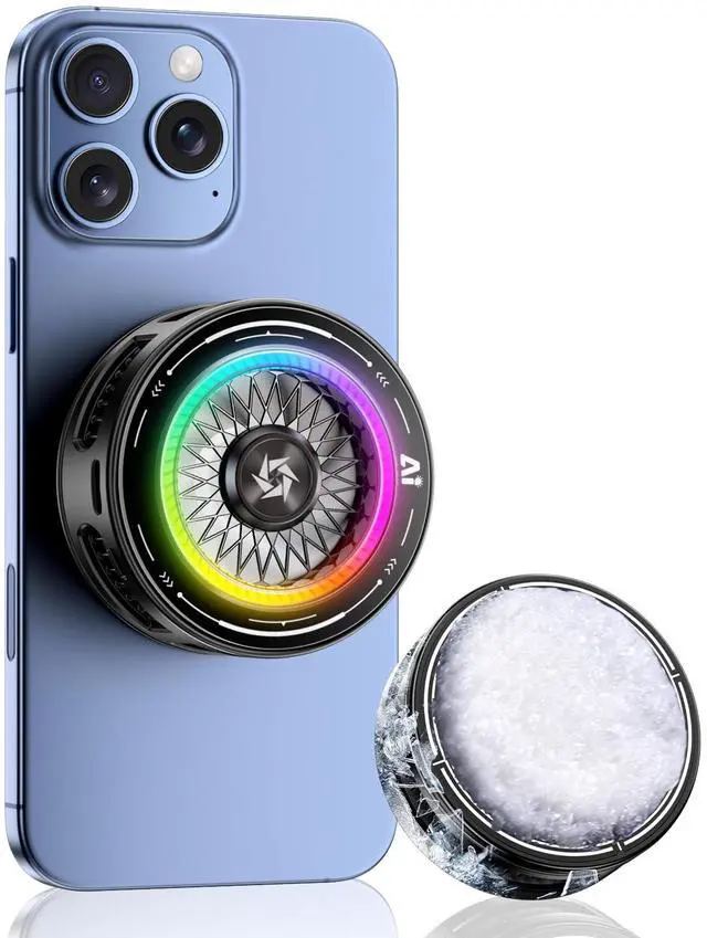 Main image of Magnetic Gaming PhoneCooler,Phone Cooling Fan with RGB Lights, Cell Phone Radiator, Phone Heasink Fan for Mobile Games and Live Streaming,Compatible with iPhone 15 16 Pro Max MagSafe Samsung iPad