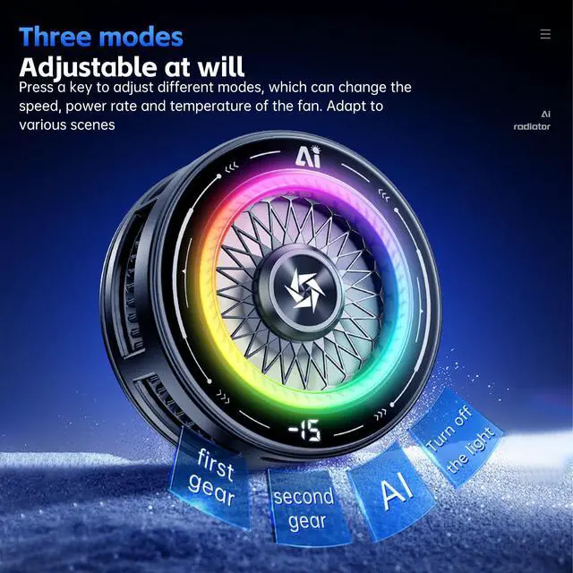 Alt view image 4 of 6 - Magnetic Gaming PhoneCooler,Phone Cooling Fan with RGB Lights, Cell Phone Radiator, Phone Heasink Fan for Mobile Games and Live Streaming,Compatible with iPhone 15 16 Pro Max MagSafe Samsung iPad