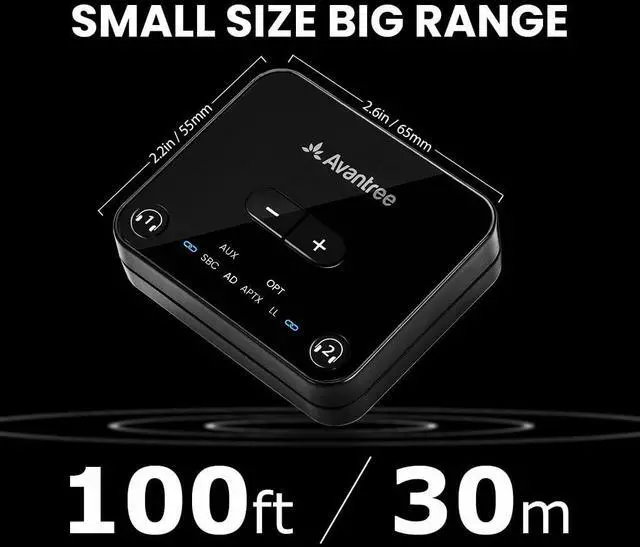 Alt view image 6 of 6 - Bluetooth 5.3 Transmitter for TV Audio via Optical & AUX Outputs Only, aptX Adaptive, Dual Headphone Connection, 100ft Range Not for HDMIOnly TVs