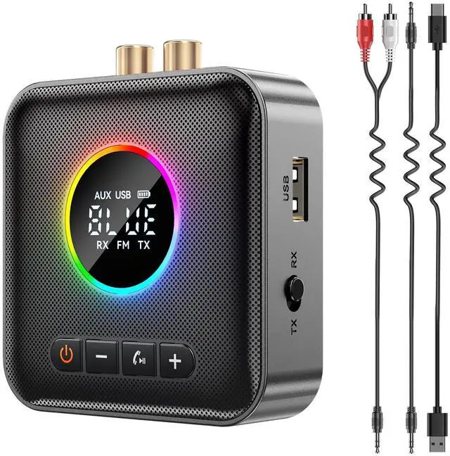 Main image of Bluetooth 6.0 Transmitter Receiver for TV,3 in 1 Bluetooth Adapter HiFi Audio Receiver FM Transmitter for Home Stereo/Speakers/TV with LED Display,3.5mm AUX,RCA Interface,Supports USB Flash Drive