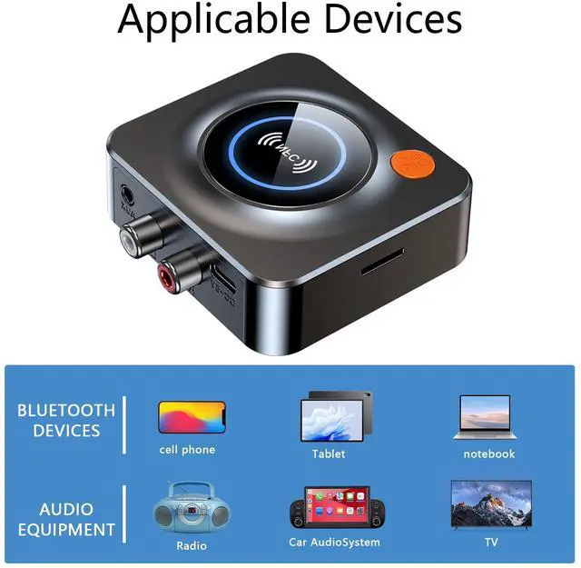 Alt view image 2 of 7 - Bluetooth Receiver for Home Stereo, NFC Quick Pair,3.5mm AUX/RCA,TF Card Slot,Wireless Bluetooth Audio Adapter Low Latency for Home Music Streaming Stereo System