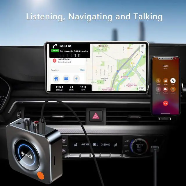 Alt view image 6 of 7 - Bluetooth Receiver for Home Stereo, NFC Quick Pair,3.5mm AUX/RCA,TF Card Slot,Wireless Bluetooth Audio Adapter Low Latency for Home Music Streaming Stereo System