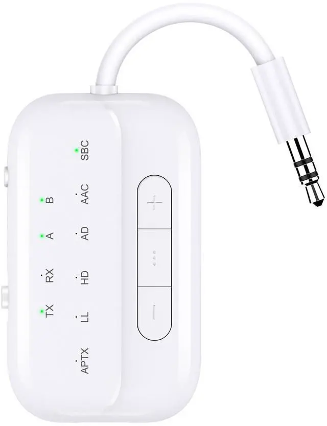 Main image of Bluetooth Transmitter Receiver, 2-in-1 V5.3 Wireless Adapter for Airplane, TV, PC, Gym, Switch. Supports up to 2 AirPods/Headphones. Audio Receiver for Car/Home Stereo,with AptX Low Latency & HD