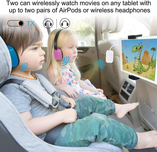 Alt view image 5 of 7 - Bluetooth Transmitter Receiver, 2-in-1 V5.3 Wireless Adapter for Airplane, TV, PC, Gym, Switch. Supports up to 2 AirPods/Headphones. Audio Receiver for Car/Home Stereo,with AptX Low Latency & HD