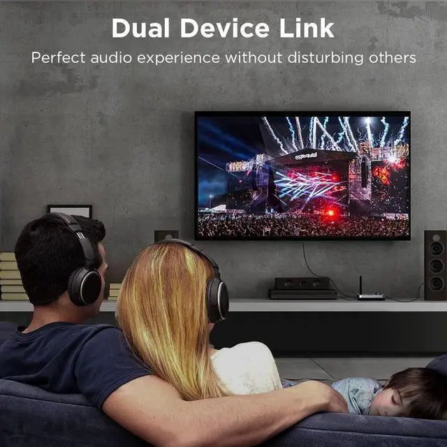 Alt view image 5 of 6 - Bluetooth Transmitter Receiver 3-in-1 Bluetooth 5.0 Audio Adapter for 2 Headphones With Bypass Volume Control Low Latency Long Range LCD Display ON/OFF Optical AUX RCA for TV Home Stereo Speaker