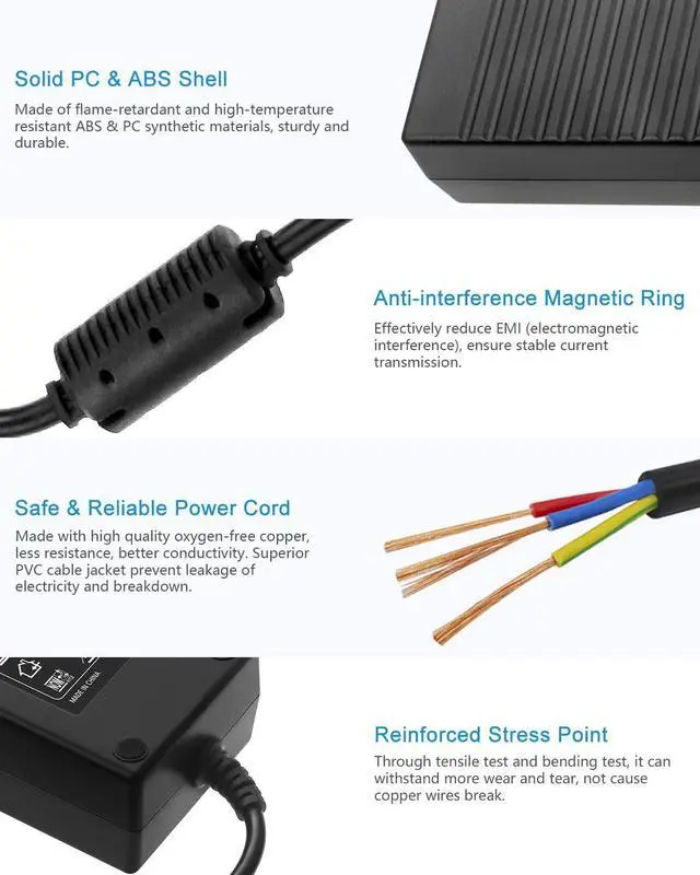 Alt view image 5 of 7 - 12V Power Supply 10A 120W AC Adapter 100-240V 50-60HZ Transformer AC to DC Converter 12 Volt 10 Amp with 5.5x2.5mm Output Jack for 5050 3528 LED Strip Light CCTV Cameras 3D Printer