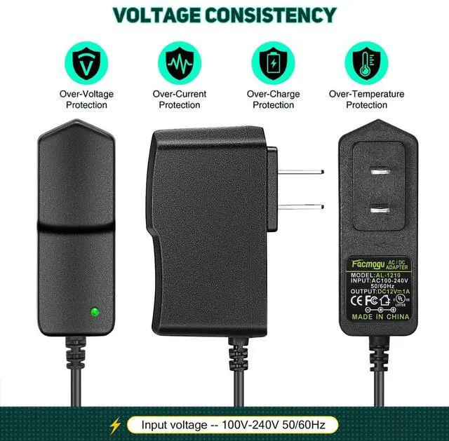 Alt view image 4 of 7 - 12V 1A Power Supply Adapters(6 Pack), AC/DC Low Voltage Transformers Converter, AC 100-240V to DC 12V 1A Wall Adapter for LED Strip Light, Router, Power Cord with 5.5x2.5mm and 5.5x2.1mm Tips