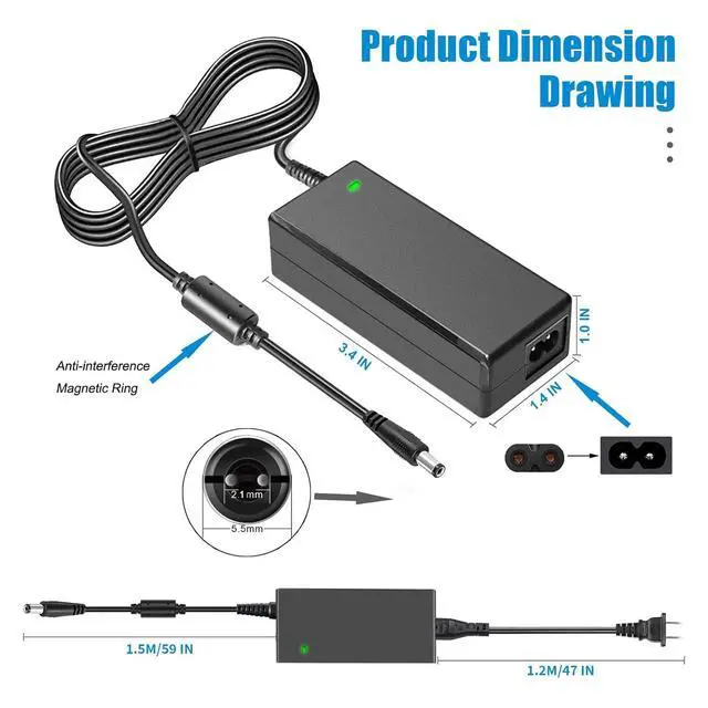 Alt view image 7 of 7 - 12V 3.5A Power Supply Adapter AC 100-240V to DC 12 Volt 3.5A 42W Converter with 5 Tips for 12V LED Light Strip, CCTV Camera Security System, LCD Monitor, Router, Speaker etc.