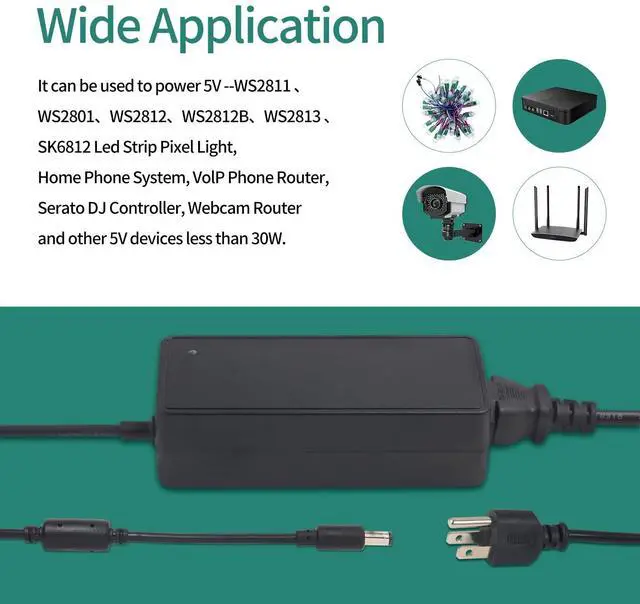 Alt view image 6 of 7 - 12V 5A Power Supply Adapter 100-240V AC to DC Converter with 5.5X 2.5/2.1mm Plug 12 Volt 5 Amp 4A 3A 2A 1A Switching Power Supply AC/DC Adapter for 12V 5050 3528 LED Strip Module Light
