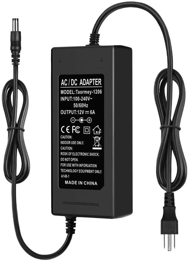 Main image of 12V Power Supply 6A 72W AC/DC Adapter, AC 100-240V to DC 12 Volt 6 Amp Power Converter Low Voltage Transformer with 5.5 x 2.1mm DC Tip for LED Strip Security CCTV Cameras Router LCD Monitor
