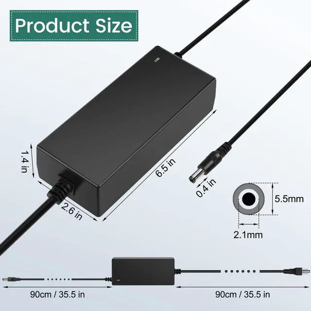 Alt view image 2 of 7 - 12V Power Supply 6A 72W AC/DC Adapter, AC 100-240V to DC 12 Volt 6 Amp Power Converter Low Voltage Transformer with 5.5 x 2.1mm DC Tip for LED Strip Security CCTV Cameras Router LCD Monitor