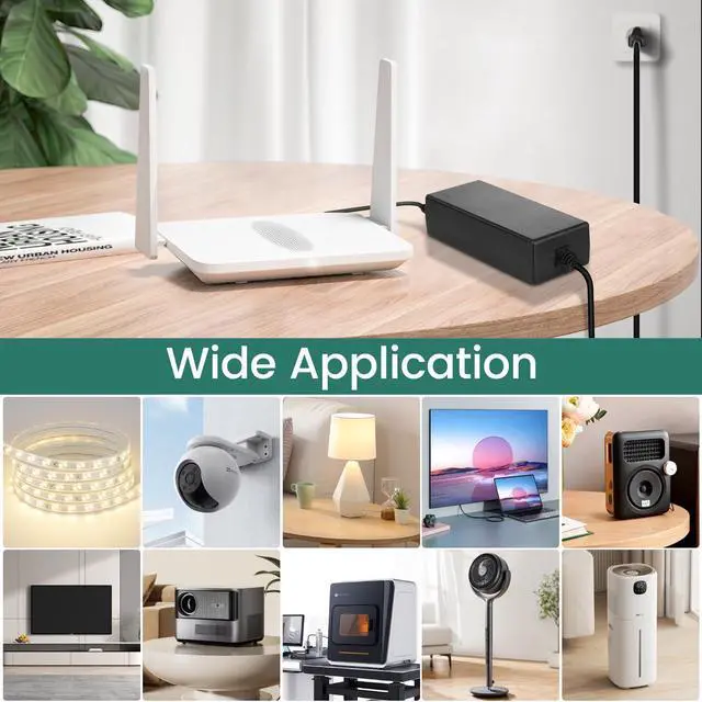 Alt view image 7 of 7 - 12V Power Supply 6A 72W AC/DC Adapter, AC 100-240V to DC 12 Volt 6 Amp Power Converter Low Voltage Transformer with 5.5 x 2.1mm DC Tip for LED Strip Security CCTV Cameras Router LCD Monitor