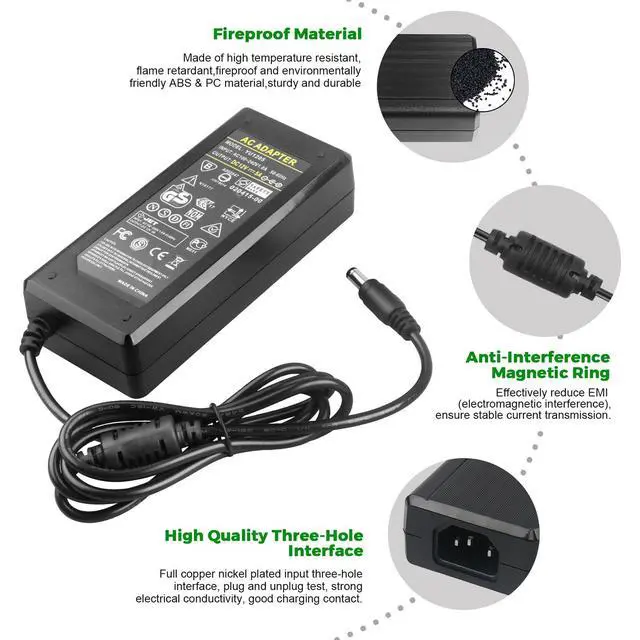 Alt view image 5 of 7 - 12V 5A Power Supply Adapter - LeTaoXing AC 100-240V 50/60Hz to DC 12V/5A 60W 12 Volt 5amp LED Driver Transformers Universal Switching for LED Strip Light CCTV Cameras