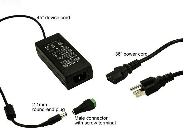 Alt view image 3 of 6 - 12V 5A AC to DC Power Adapter, UL Listed, 60W 100-220V to 12 Volt 5 Amp Transformer for Security Camera System, Flexible LED Tape Strip Light, 3 Foot Cord
