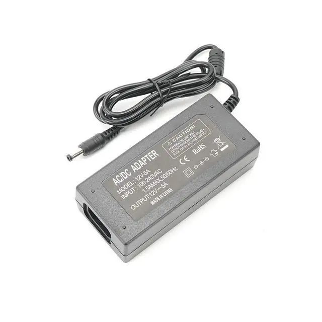 Alt view image 2 of 7 - 12V 5A Power Supply Adapter, AC100-240V to DC12V Converter Transformer with 5.5x2.5mm DC Output Jack for LED Strip Light,Wireless Router,ADSL Cats,Security Cameras