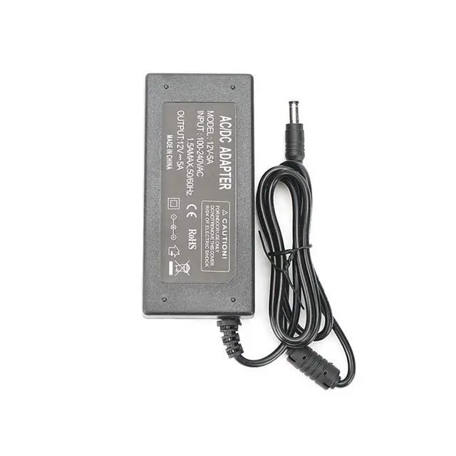 Alt view image 3 of 7 - 12V 5A Power Supply Adapter, AC100-240V to DC12V Converter Transformer with 5.5x2.5mm DC Output Jack for LED Strip Light,Wireless Router,ADSL Cats,Security Cameras