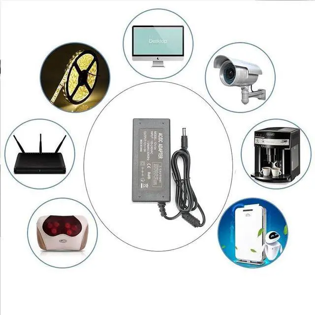 Alt view image 5 of 7 - 12V 5A Power Supply Adapter, AC100-240V to DC12V Converter Transformer with 5.5x2.5mm DC Output Jack for LED Strip Light,Wireless Router,ADSL Cats,Security Cameras