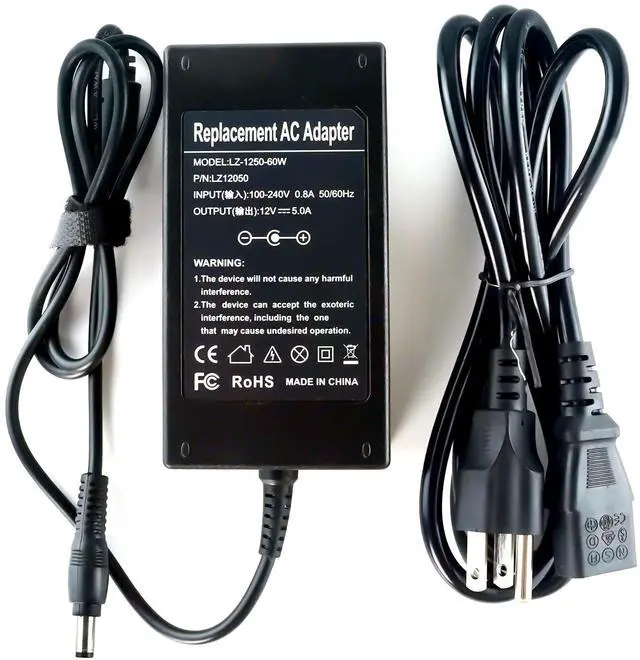 Main image of 12V 5A 60W Power Supply, AC Adapter 100-240V to DC 12 Volt 5Amp Transformers Power Converter 2.1mm X 5.5mm DC Plug LED Driver for 12V LED Light, 3D Printer, CCTV Camera, Router