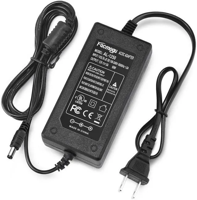 Main image of 60W 12V 5A AC/DC Power Adapter, 100-240V AC to DC 12V 5A Power Suppy, 12 Volts 5 Amps AC DC Table Top Adapter, 60 Watts Switching Adaptor Converter, 5.5x2.5mm & 5.5x2.1mm Plug