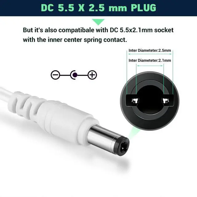 Alt view image 4 of 7 - 60W 12V 5A Power Adapter, AC 100-240V to DC 12V 5000mA Wall Adapter, 12 Volt Power Supply Module 5 Amp, 60W Switching Transformer AC to DC Converter, Compatible Both 5.5x2.5mm & 5.5x2.1mm Plug
