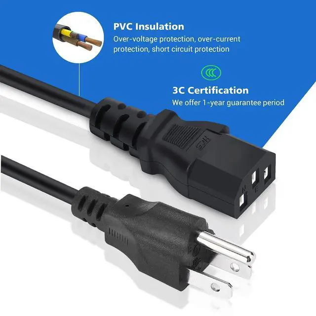 Alt view image 4 of 7 - 3 Prong 12V 5A 60W AC to DC Power Supply Adapter with 9.84ft / 3m LONG CABLE, 5.5x2.1mm & 2.5mm Plug, AC 100-240V to DC 12V Switching Transformer Converter for CCTV Camera LED Strip LCD Screen
