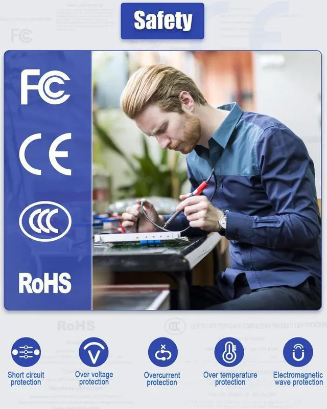 Alt view image 6 of 7 - 12V 5A Power Supply Universal Adapter AC 100-240V to DC 12Volt 5A 4A 3.5A 3A Power Cord with 10 Tips (5.5x2.5mm/4.8x1.7mm) for LED Strip Lights, CCTV Cameras, Router, Modem & More
