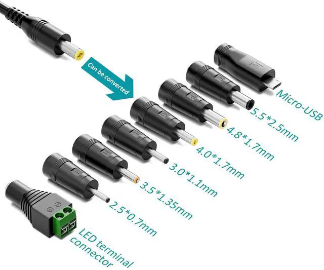 Alt view image 2 of 7 - 12V 5Amp Power Supply Adapter, AC 100-240V to DC 12Vdc 5A 3.5A 3A 2A 1A Replacement Power Cord Converter for LED Strip Light DVD Player CCTV Security Camera Sceptre Onn HP Dell AOC Monitor