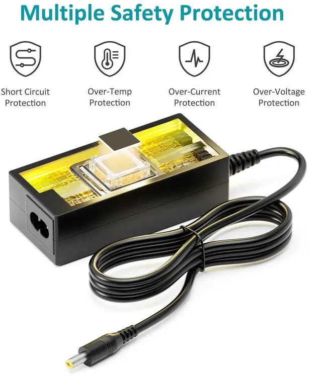 Alt view image 3 of 7 - 12V 5Amp Power Supply Adapter, AC 100-240V to DC 12Vdc 5A 3.5A 3A 2A 1A Replacement Power Cord Converter for LED Strip Light DVD Player CCTV Security Camera Sceptre Onn HP Dell AOC Monitor