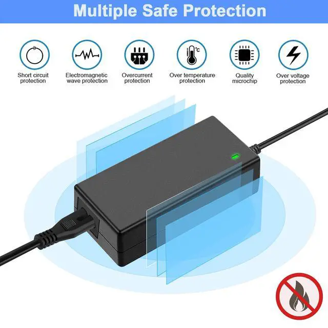 Alt view image 7 of 7 - 12V 5A DC Power Supply 100-240V AC Adapter 60W Transformer for DC 12 Volt 5Amp LCD Monitor, 12Vdc LED Light Strip, Router, CCTV Camera Security System, with 5.5x2.5mm Tip and 8 Plug,