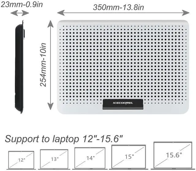 Alt view image 7 of 7 - Aluminum Laptop Cooling Pad, Laptop Cooler Stand with 7 Height Adjustable, Laptop Fan Cooling Pad for Laptop 12-15.6 Inch, Notebook Cooler Pad with Two USB Port (Silver)