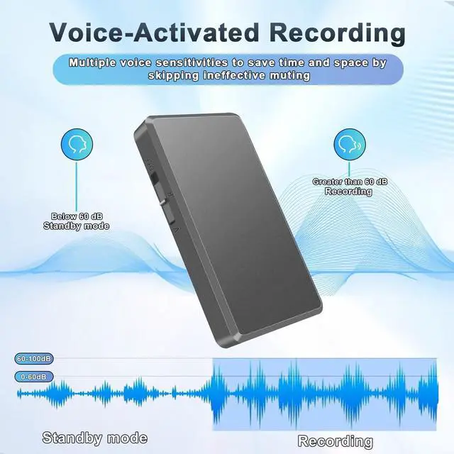 Alt view image 5 of 7 - Voice Recorder - 64GB Mini Voice Recorder - Noise Cancellation Voice Activated Functionality, Rechargeable Audio Recorder with Earphone, Portable USB-C Recording Device for Work, Meetings, Interview