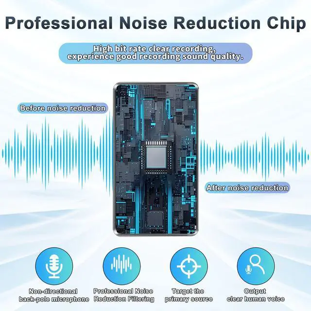 Alt view image 6 of 7 - Voice Recorder - 64GB Mini Voice Recorder - Noise Cancellation Voice Activated Functionality, Rechargeable Audio Recorder with Earphone, Portable USB-C Recording Device for Work, Meetings, Interview