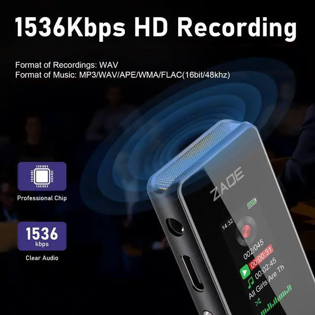 Alt view image 2 of 7 - Digital Voice Recorder Voice Activated Recorder, Audio Recorder Dictaphone Recording Device with Playback, Tape Recorder Portable Mini, Password,Variable Speed, Audio Recorder with USB