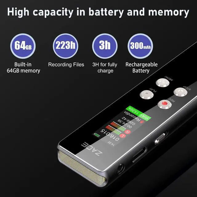 Alt view image 4 of 7 - Digital Voice Recorder Voice Activated Recorder, Audio Recorder Dictaphone Recording Device with Playback, Tape Recorder Portable Mini, Password,Variable Speed, Audio Recorder with USB